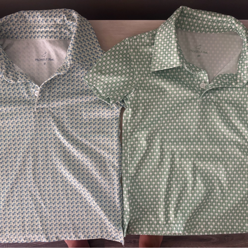 Properly Tied Toddler Polo Shirt Set - Green and Blue Patterns